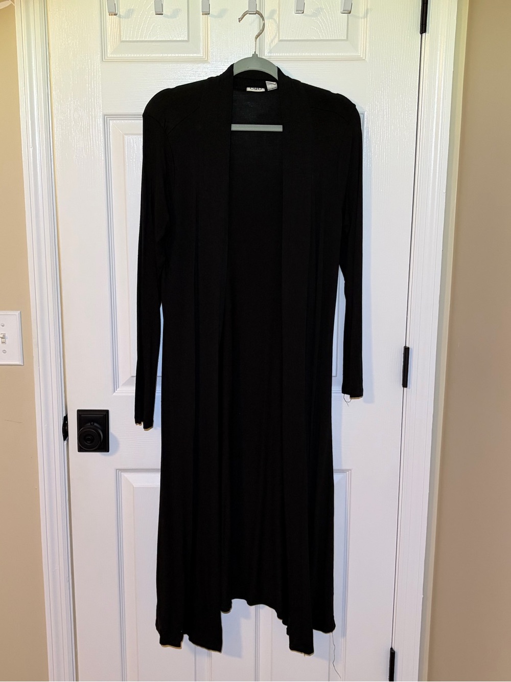 Cato Long Sleeved Open Front Black Duster Cardigan. Size Medium
